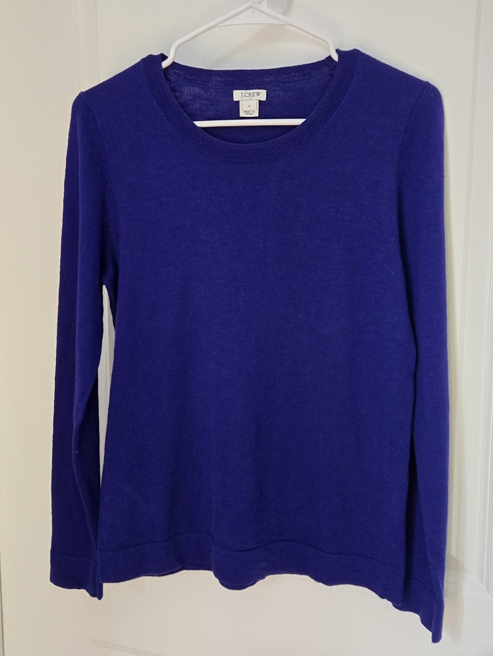 J.Crew Factory Blue Fine-Knit Cotton-Blend Crewneck Sweater Sz S